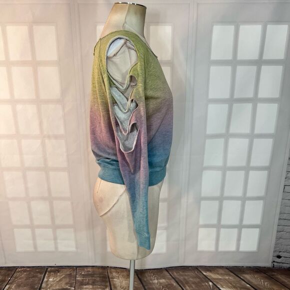 🔥🔥5 for $25🔥🔥 Venus Multicolor Ombre Cutout Long Sleeve Colorful Sweatshirt - Picture 4 of 8